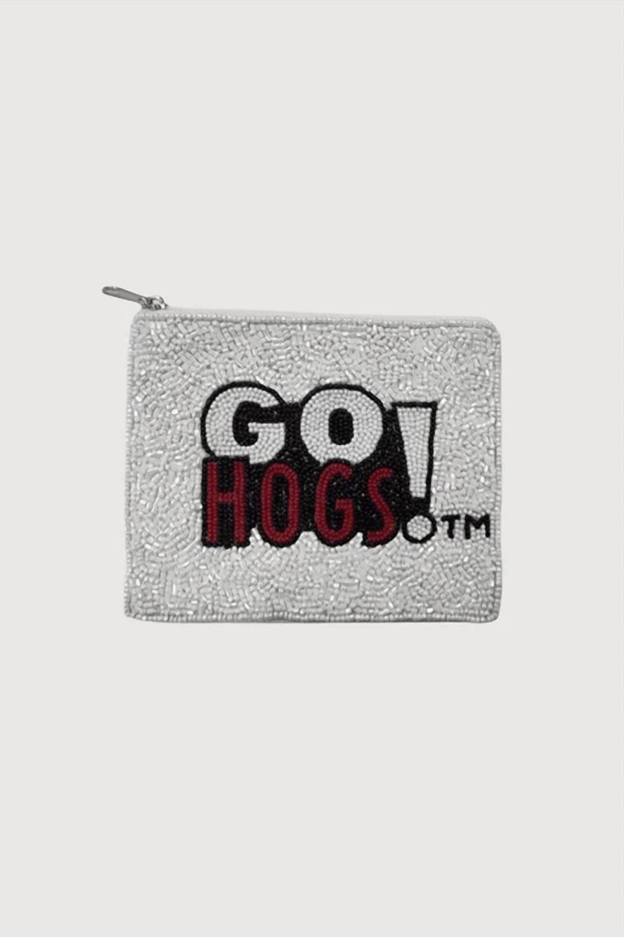 NEW PIZZAZZ women's arkansas razorbacks beaded zip pouch in go hogs